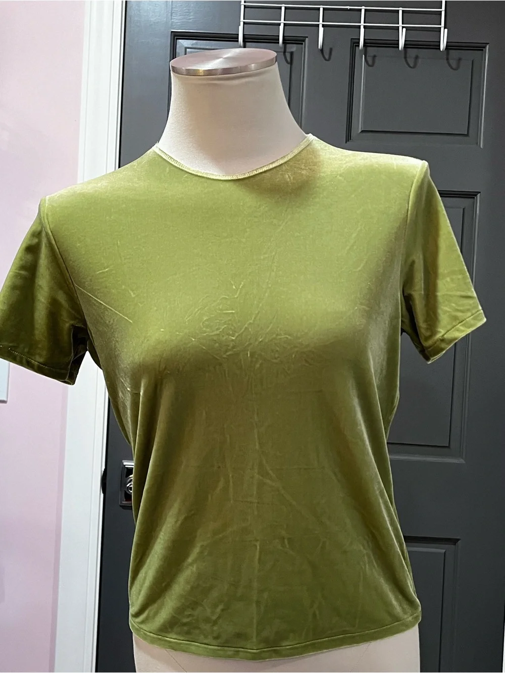 J. Crew Green Velvet Short Sleeve Tee